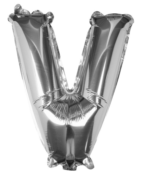 Silver V bokstavsfolieballong 40cm