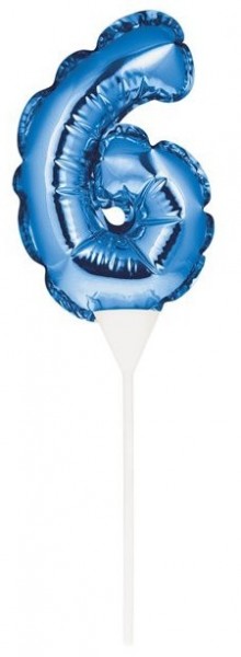 Niebieska ozdoba na ciasto balonowe numer 6 13 cm!
