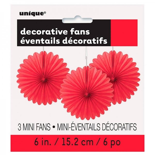 3 eleganti fan di decorazione a sospensione Iris Red 15cm