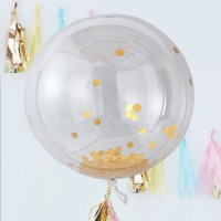 Oversigt: 3 Hurra XL konfetti balloner guld 91cm