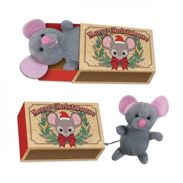 Lindo ratón navideño en caja