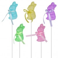 5 colorful Easter bunny skewers 24cm