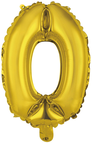 Mini balon foliowy numer 0 złoty 40cm