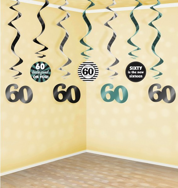 7 Wild 60th Birthday spiral hangers 60cm 3