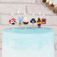 Aperçu: 6 bougies anniversaire gâteau pirate