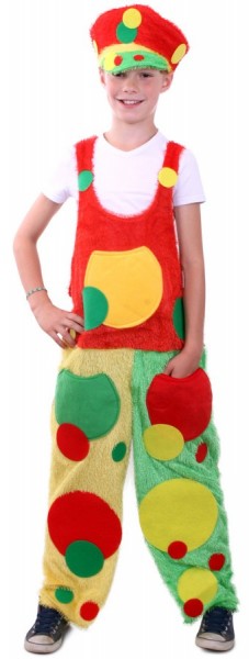 Dot clown dungarees and hat for kids