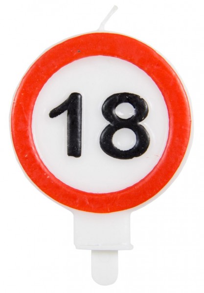 Traffic sign 18 cake candle 6cm