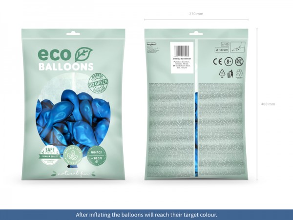 100 globos metalizados Eco azul 30cm