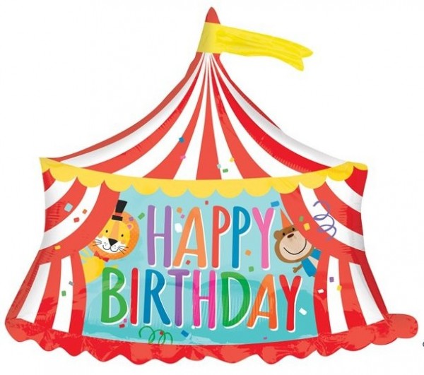 Cyrk Happy Birthday gigantyczny balon foliowy z figurką 71cm