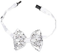 Preview: Silver LED sequin bow tie