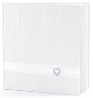 Oversigt: Hvid gæstebog Diamond Heart 20,5cm