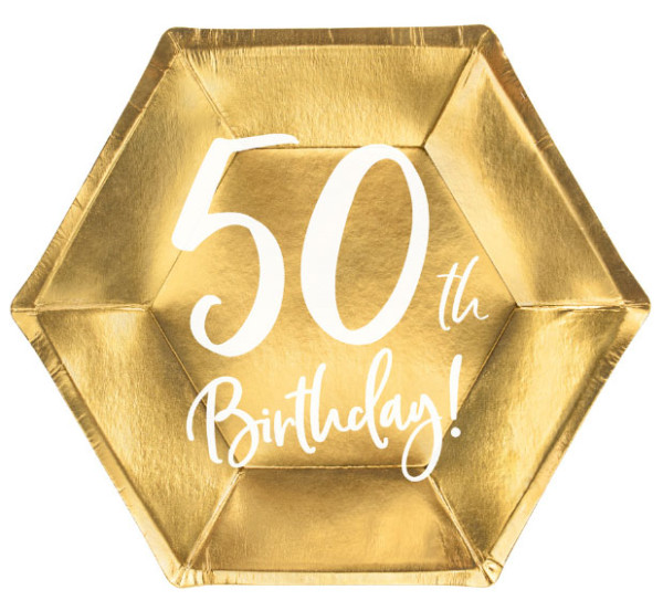 6 glansede 50-års fødselsdagsplader 20x17cm