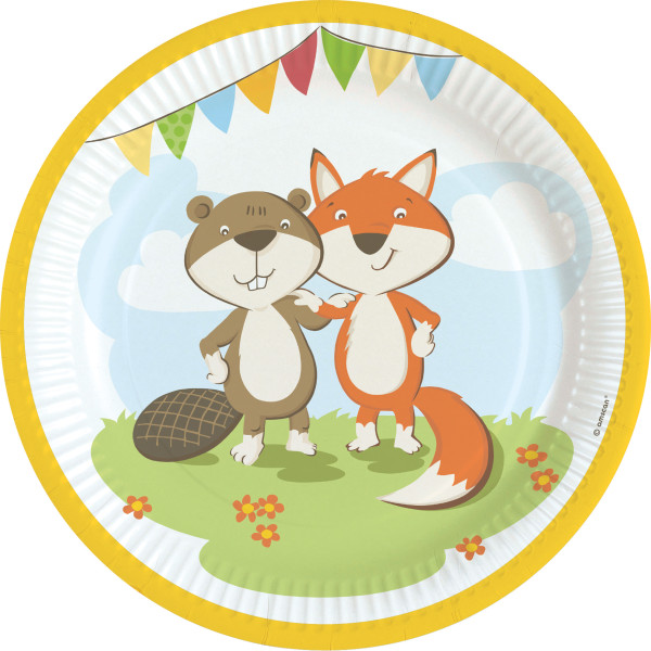 8 paper plates fox and beaver friends