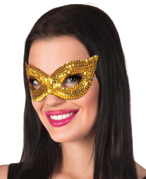 Maschera Glamour Paillettes Oro