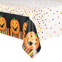 Oversigt: Halloween græskar sjov dug 137 x 213 cm