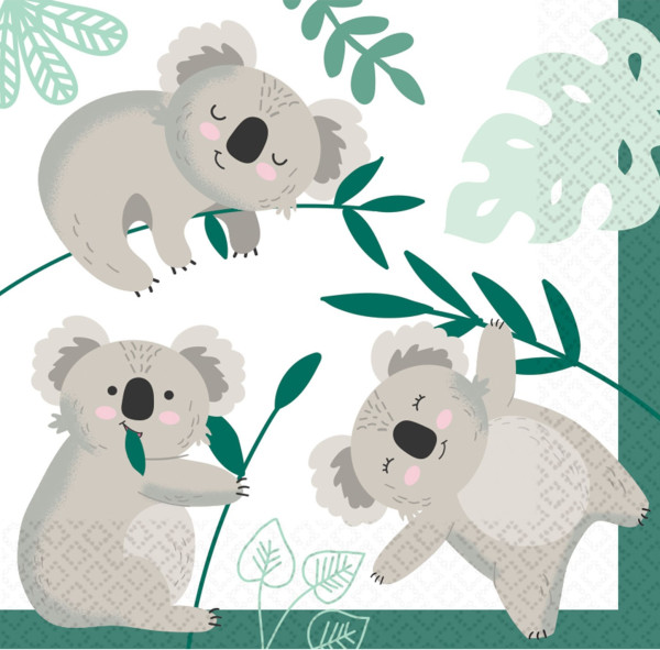 16 serviettes koalas mignons 33cm