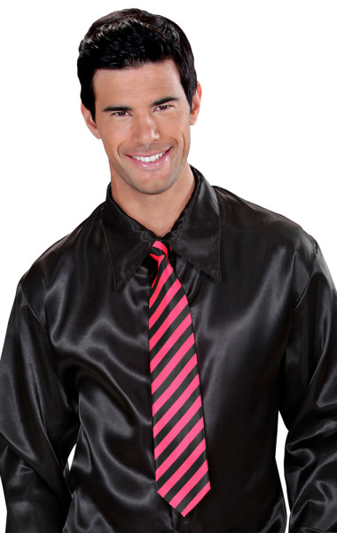 Gestreepte stropdas zwart en roze