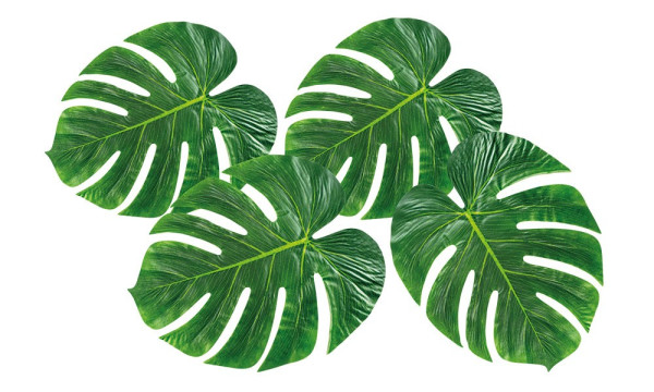 4 gröna Hawaii palm deco blad