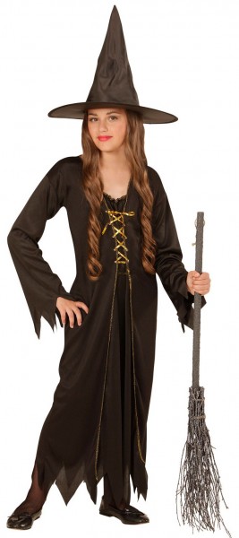 Robe de sorcière avec laçage noir or 2