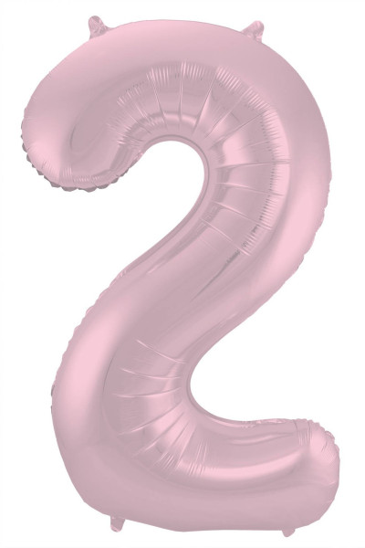 Matowy balon foliowy numer 2 różowy 86 cm