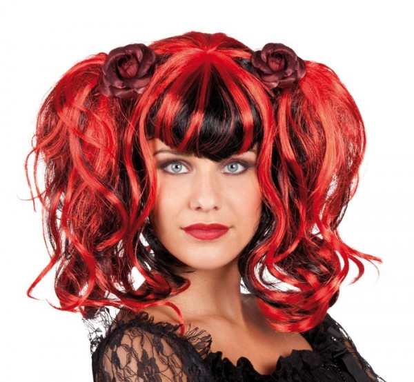 Stylish red women's wig Tabea with braids