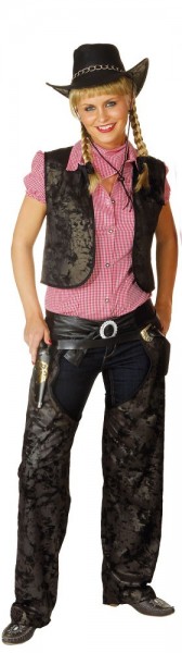 Gilet Cowgirl donna in pelle nera