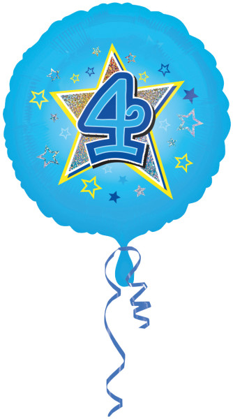 Folieballon nummer 4 in lichtblauw