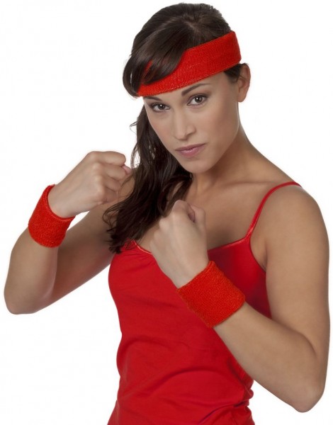 Red arm and forehead sweatbands