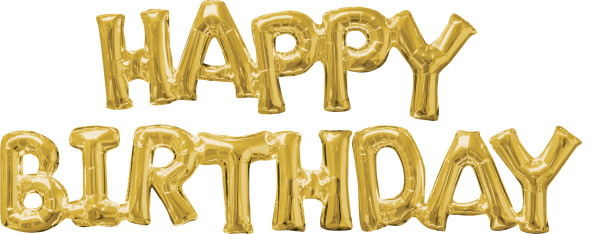 Ballons en aluminium joyeux anniversaire or