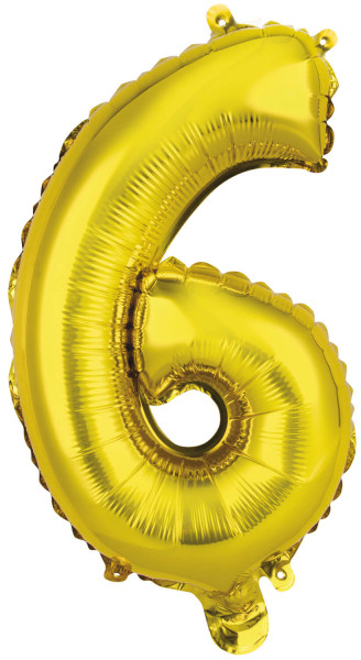 Mini folieballon nummer 6 goud 40cm