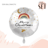 Vorschau: Christmas Rainbow Wishes Ballonbouquet-Set mit Heliumbehälter