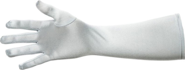 Klassische Satin Handschuhe 40cm Silber 3