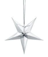 Hanging Star Decoration Silver 30cm