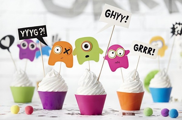 Monster party cake decoration 6 pieces 2