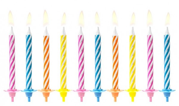 10 Geburtstagskerzen im Farbenmix 6cm 2