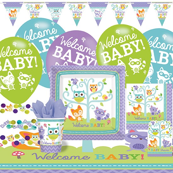 Welcome Baby Woodland party package 49 pcs