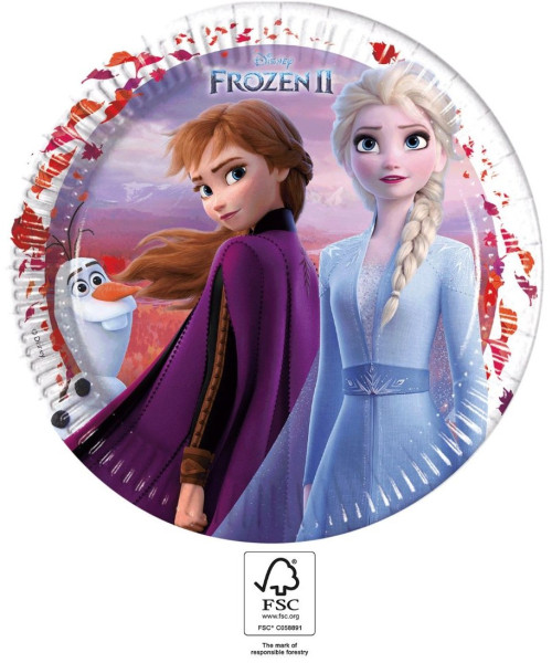 8 platos de papel Elsa y Anna FSC 23cm