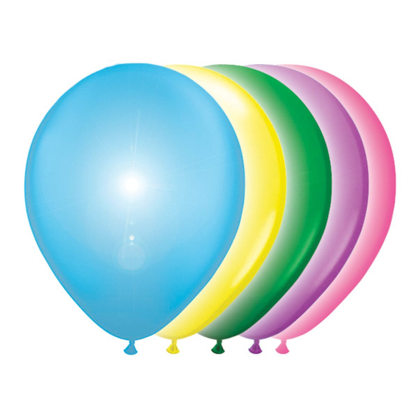 5 farverige LED ballonfest 25 cm