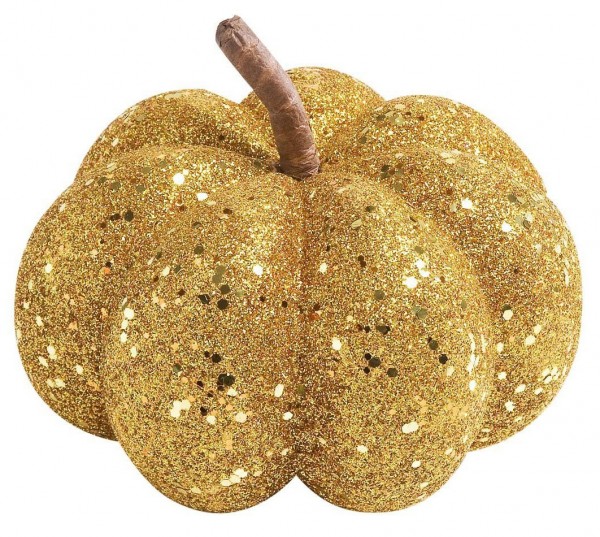 Glittering Pumpkin Decoration Gold 15cm