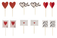 12 décorations pour cupcakes avec message d'amour