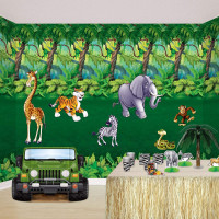 Vista previa: Decoración de pared de animales de la selva 6 partes