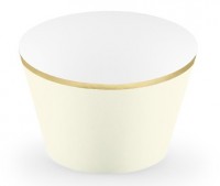 Vista previa: 6 bordes de cupcake crema-dorados
