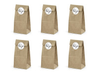 Preview: 6 gift bags with thank you sticker white brown