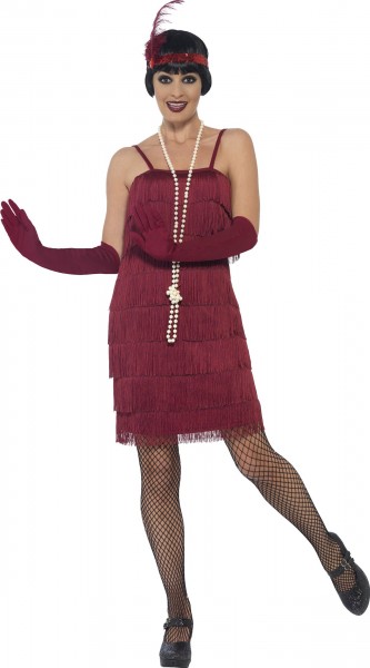 Sukienka z frędzlami Funky 20s w kolorze bordowym