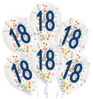 6 balonów konfetti na 18 urodziny o średnicy 28 cm