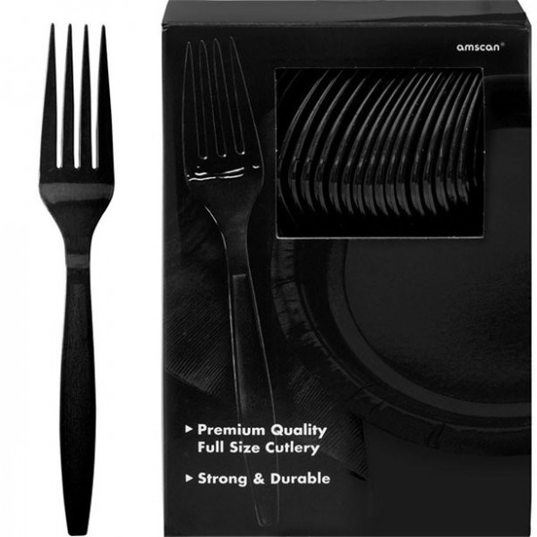 100 fourchettes en plastique noir