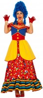 Widok: Wesoły, bezczelny kolorowy kostium klauna dla kobiet