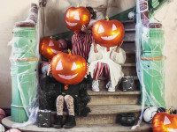Vista previa: Globo de calabaza de la ciudad de Halloween 40 x 40 cm