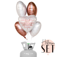 Vorschau: Verliebt Verlobt Verheiratet Ballonbouquet-Set mit Heliumbehälter