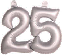 Ballon aluminium nombre 25 pour noces d'argent 45cm